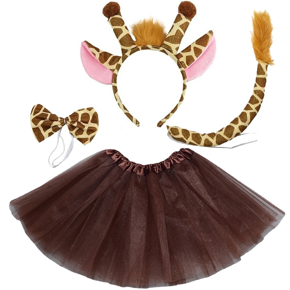 Giraffe Costume Set Animal Ears Nose Tail Bow Tie Fancy Dress for Kids Party  Props Baby Shower Cosplay Halloween sexy nun costume
