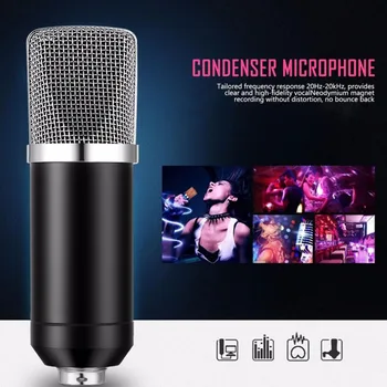 

Hot Professional Handheld Condenser Microphone Computer Microphone Stand Tripod Wired 3.5mm Jack For Recording Studio Round Flat