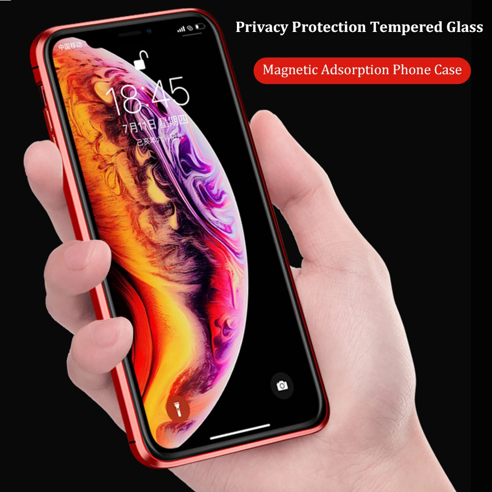 Магнитный металлический чехол для iPhone 11 Pro Max XR XS X 8 7 6 360 антишпионский из