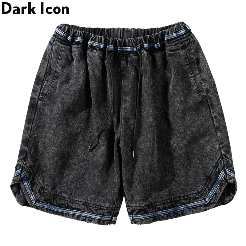 mens elastic waist denim shorts