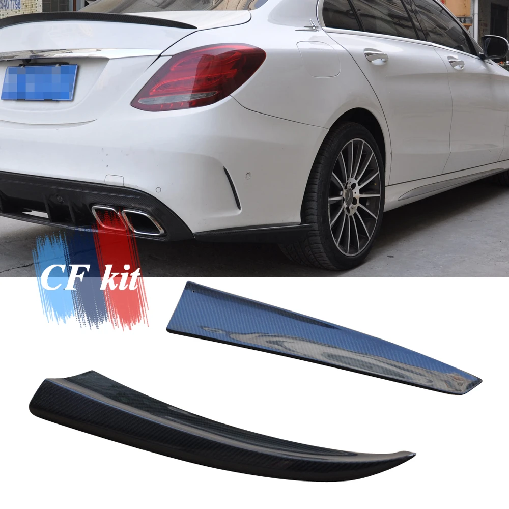 CF комплект W205 углеродное волокно задний бампер сплиттеры для Mercedes-Benz W205 C180 C200 C250 седан 2015UP спойлер автомобильный Стайлинг