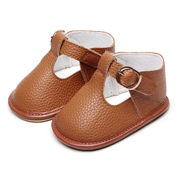 

2020 Baby Shoes Infant Girls Boys T-shaped Hollow Breathable Rubber-soled PU Leather First Walkers