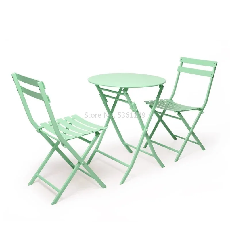 18 Net Red Restaurant Chair Nordic Dining Chair Ins Girl Heart Pink Photo Stool Balcony Wrought Iron Folding Tables and Chairs - Цвет: 18
