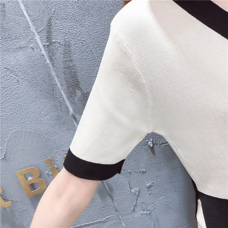 Топ, хлопок, Blusas De Inverno Feminina, свитер, для женщин, 9257, для съемок,, короткий рукав, маленький, милый, ветер, комплект 70-1/2, ряд 3