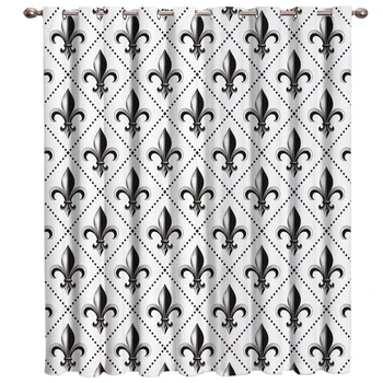 

Vintage Beautiful Iris Flower White Room Curtains Large Window Curtain Lights Living Room Curtains Blackout Bedroom Kitchen