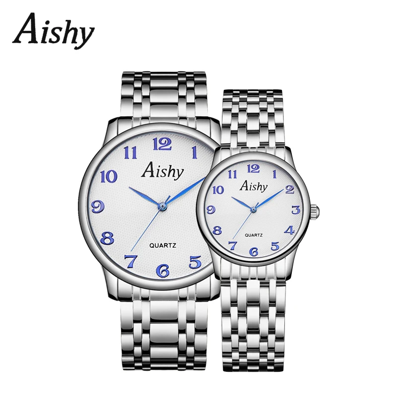 Couple watch   hot sale  stainless steel  wirstwatch  good quality  waterproof  3ATM  IP plating   Lover watch  aishy LOGO