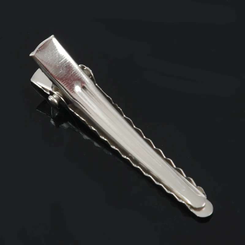 Promotion-20 PC Alligator Hair Teeth Clips 45Mm For Bows Barrette Silver Metal Crocodile Clips