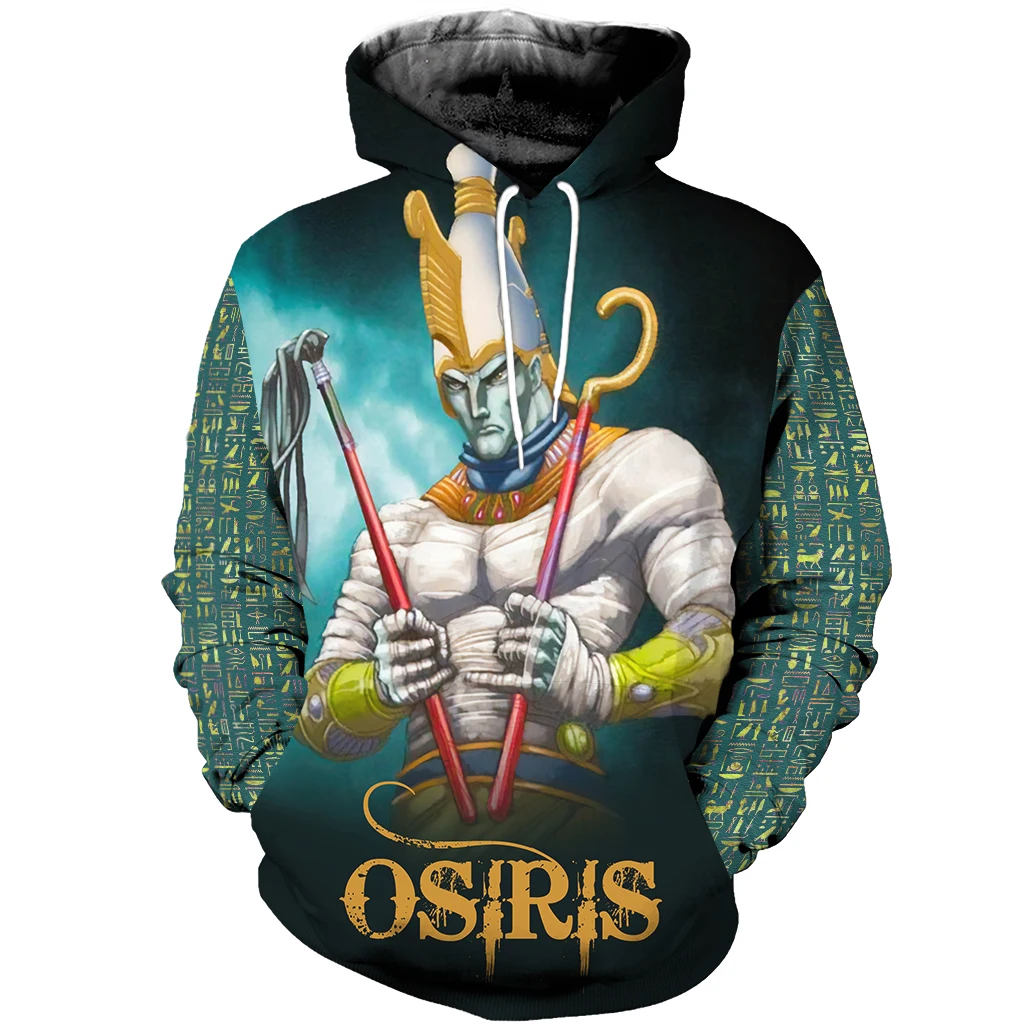 Altes Ägypten Osiris Gott 3D Volldruck Männer Herbst Hoodie Unisex Kapuzenpullover Streetwear Casual Reißverschluss Hoodies DK356 – Detail 6