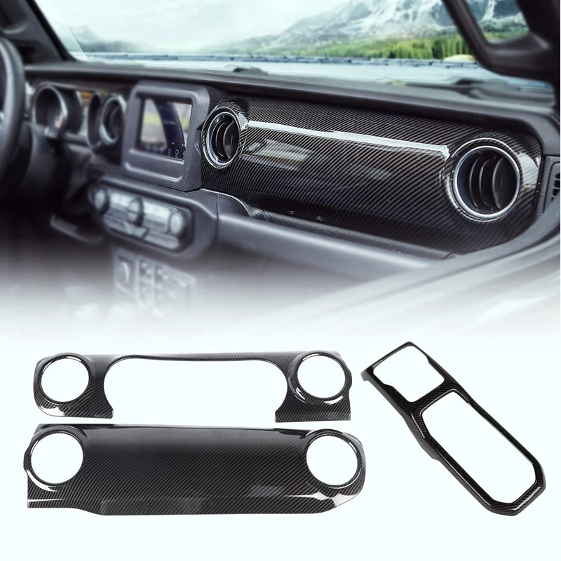 

Car Center Console Trim Panel and Gear Shift Decoration Cover Frame Inner Accessories for Jeep Wrangler JL JLU 2018 2019 (Carbon