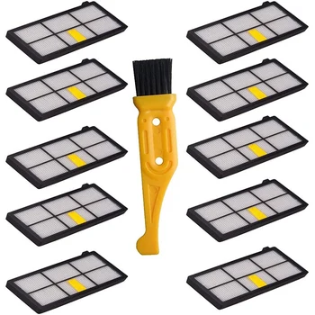 

10 Hepa Filters and 1 Cleaning Brush for Irobot Roomba 800 900 Series 860 870 871 880 960 980 Vacuum Cleaner Robot