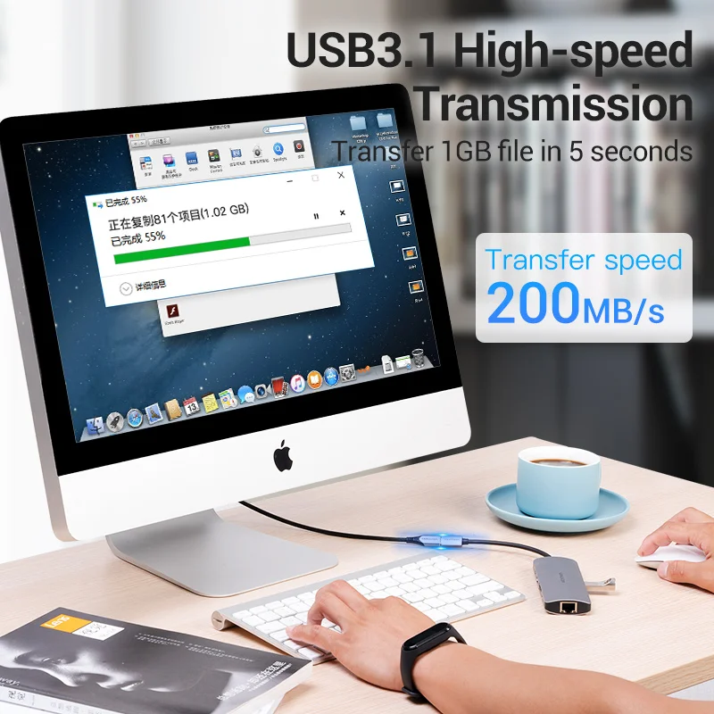 Vention-usb Cabo de Extensão tipo c para Macbook Macho para Cabo Extensor Feminino Thunderbolt 4k 3.1 - Image 2