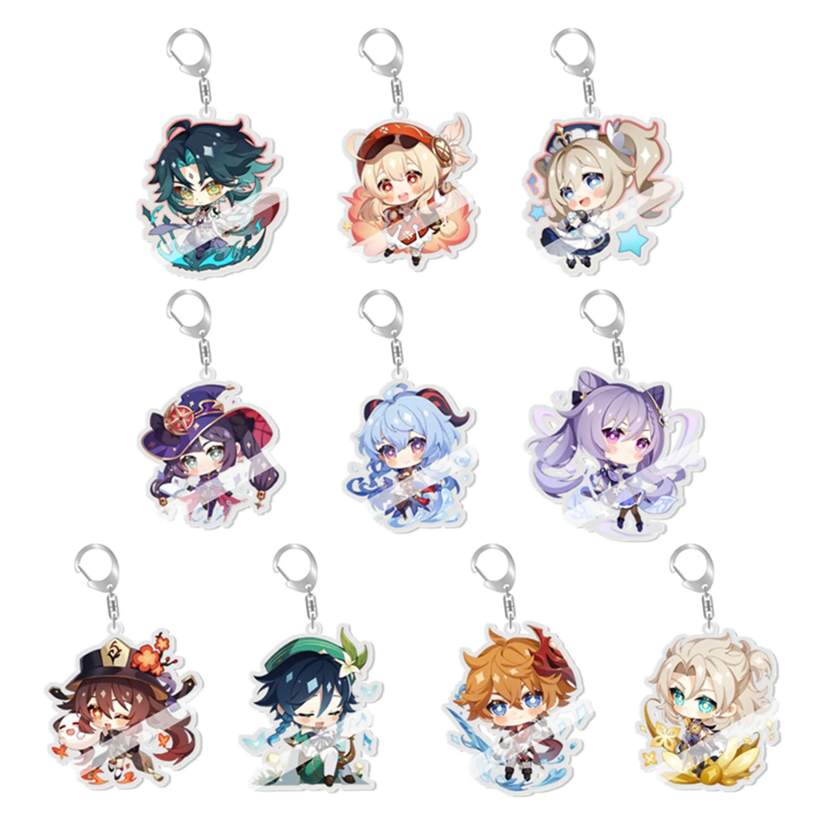 Anime Keychain Genshin Impact Venti Hutao Zhongli Diluc Xiao Man Key Chain For Women Accessories Bag Pendant Key Ring Gifts