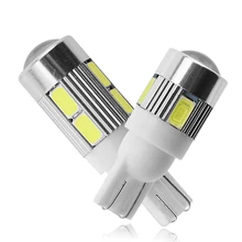1x Carro 6 T10 Lâmpada LED SMD 12V Branco 6500K W5W 10 SMD CONDUZIU A Luz De Sinal Auto Interior wedge Side Lâmpadas Da Placa de Licença 5W5 194 168