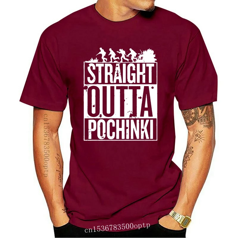 New Straight Outta Pochinki Pubg Gaming Man T-Shirt Hip Hop Novelty T Shirts Men Brand Clothing top tee |