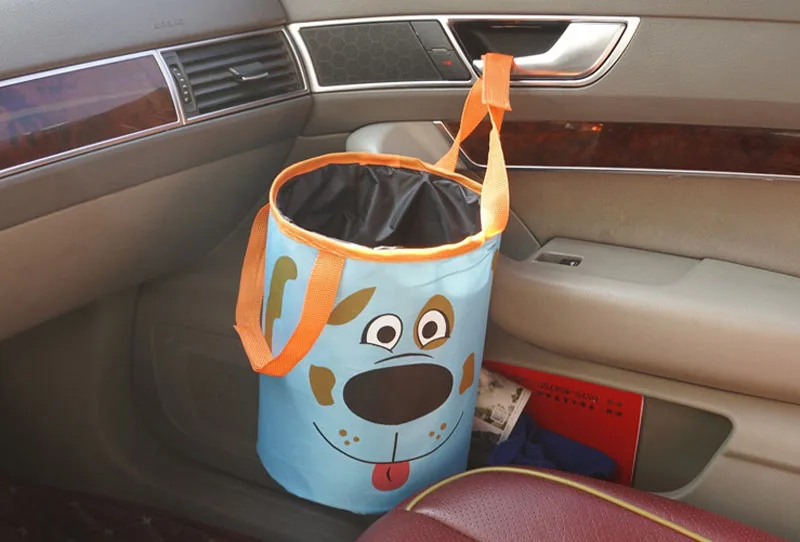 Foldable Car Garbage Bag Trash Can Organizer Storage Box Seat Back Hanging Bag