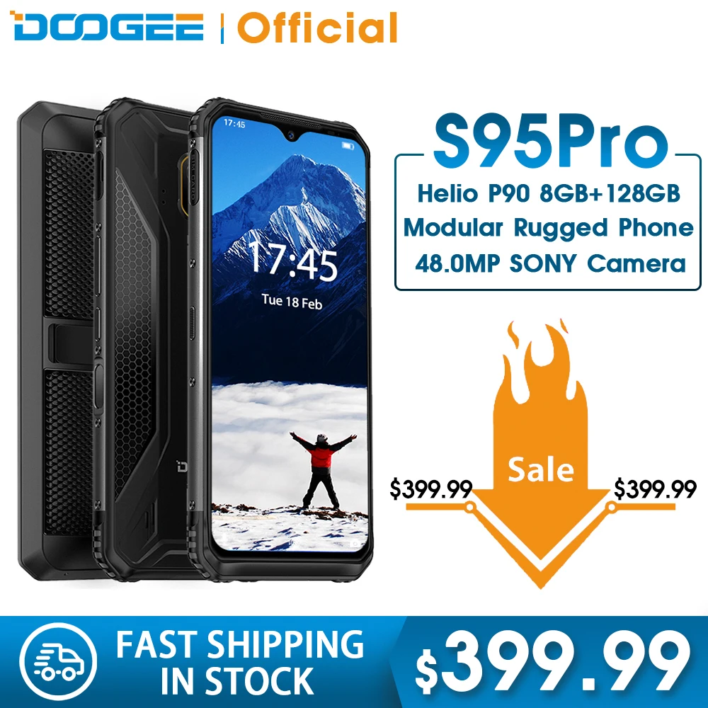 Best Price IP68/IP69K DOOGEE S95 Pro Modular Rugged Mobile Phone 6.3inch Display 5150mAh Helio P90 Octa Core 8GB 128GB 48MP Cam Android 9 Best Price IP68/IP69K DOOGEE S95 Pro Modular Rugged Mobile Phone 6.3inch Display 5150mAh Helio P90 Octa Core 8GB 128GB 48MP Cam Android 9