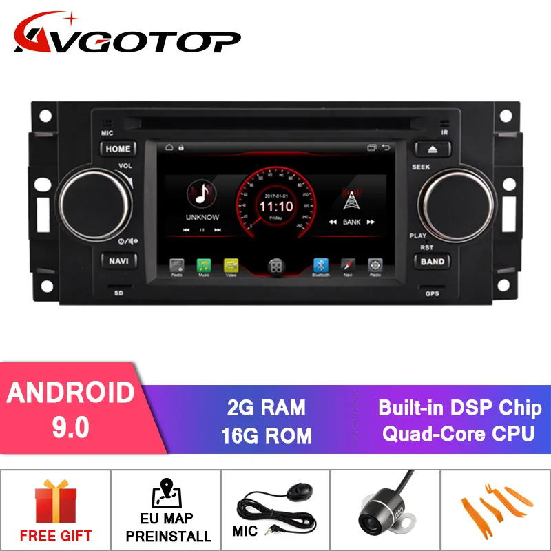 AVGOTOP Android 9 Wince автомобильный Радио dvd-плеер для CHRYSLER 300C 2G 16G gps Мультимедиа