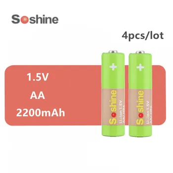 

4 pcs Soshine AA Battery 1.5V 2200mah Rechargeable AA/HR6 Li-ion battery