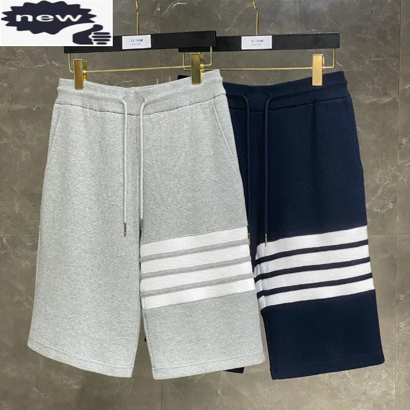 

2021 Fashion TB THOM Brand Casual Shorts Men Summer Cotton Sports Trousers Waffle Striped Tracksuit Bottoms Jogger Track Pants