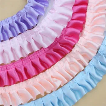 

30yards 4cm 12colors Satin Ruffle Lace Trim Ribbon Pleated Tape Dress Doll and girl dress Clothes 1.57'' Width