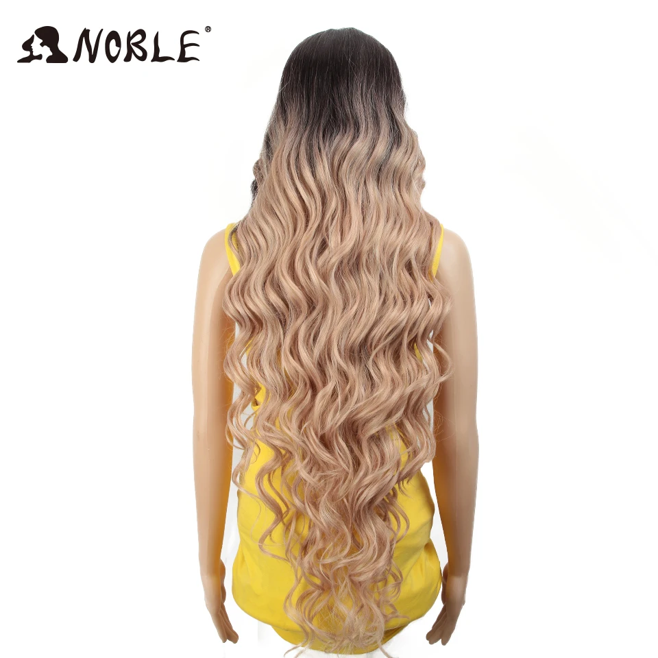 

Noble Synthetic Lace Front Wig ombre blonde Wig 42 inch Pink american Long Deep wave Wig Cosply Synthetic Wigs For Black Women