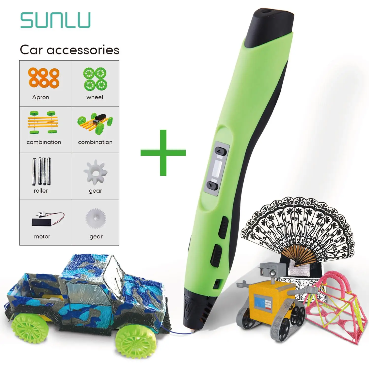 

SUNLU SL-300 3D Pen 1.75mm PLA/ABS/PCL Filament 3D Printing Pens Children DIY Car Kit Toys Magic Pencil