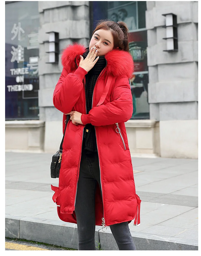 Длинное меховое пальто с капюшоном, вышивка "снег", зимнее пуховое пальто для женщин, большие размеры, куртка с хлопковой подкладкой, ватные парки, ветрозащитные рукава