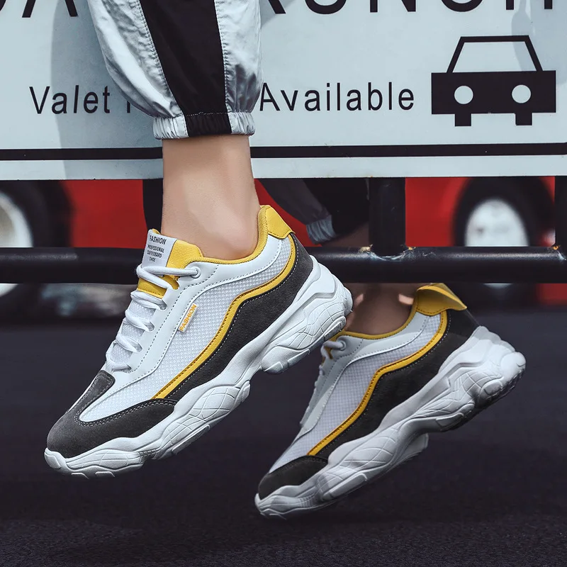 

2019 Vulcanized Shoes Male Sneakers 2019 Fashion autumn Mesh Breathable Wedges Sneakers For Men buty meskie R4-93