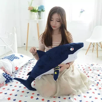 

New cool shark rag doll animal pillow blue shark plush toy doll doll boy sleeping pillow child toy dolphin doll men and women bi