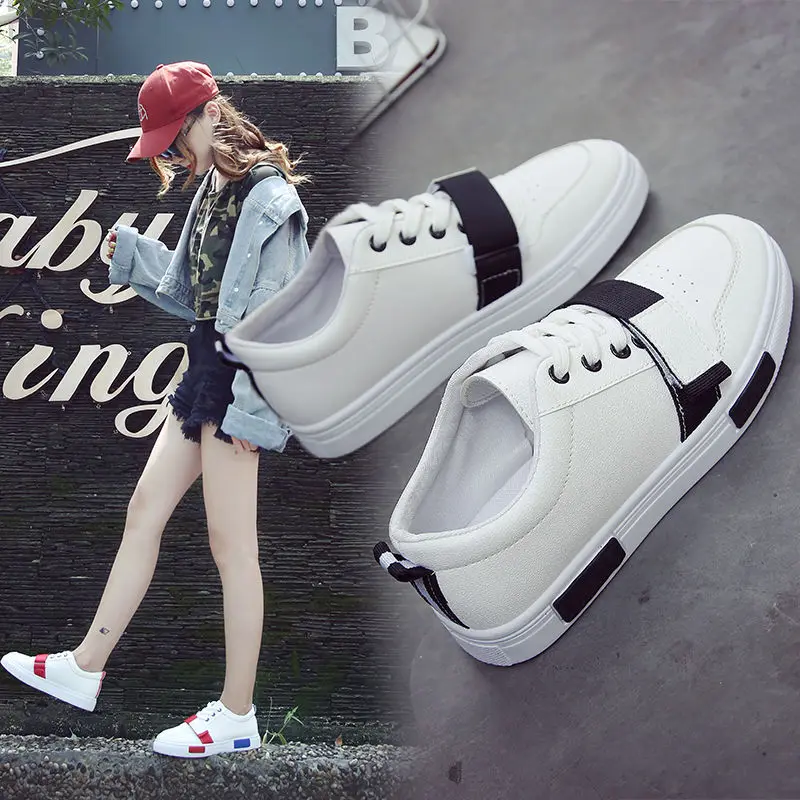 

Shoe Women's 2019 New Style Harajuku Versatile Korean-style Students Base Small White Shoes Spring Flat Shoes Autumn White Shoes