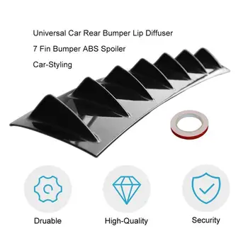 

New Universal Car Rear Bumper Lip Diffuser 7 Fin Shark Fin Style Car Back Bumper Spoiler Lip Splitter Car-Styling ABS Plastic