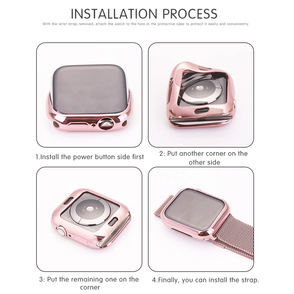 TPU Slim Soft Case for Apple Watch Series 1 2 3 38MM 42MM Plating Protective Cover for iwatch accessories Series 4 5 40MM 44MM