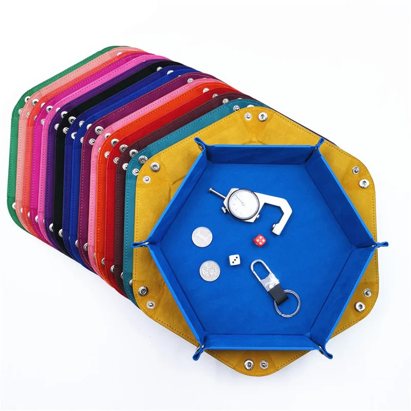 Pu Leder Hexagon Faltbare Wurfel Trays Faltbare Roll Tablett Spiele Desktop Dekorative Lagerung Box Tray 17 5 17 5 Cm Ablagen Aliexpress