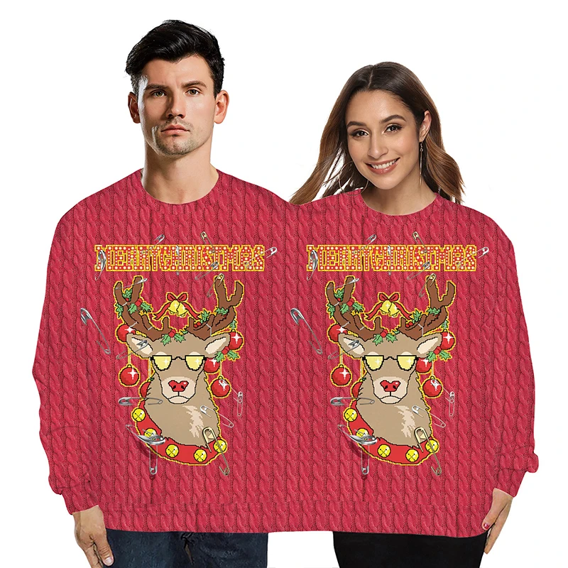 Рождественские свитера для пар, унисекс, для мужчин и женщин, для двух человек, сиамский Забавный пуловер, свитер, рождественские топы, Мужская уродливая одежда