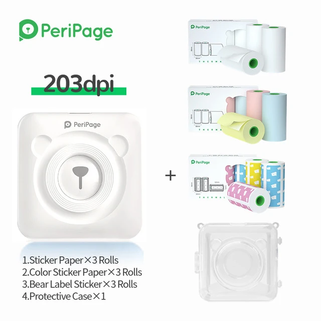 Peripage A6 Mini Photo Printer 58mm Notes Sticker Label Printer ink free Thermal Photo Printer with Paper Roll Sticker Color mini sprocket printer Printers