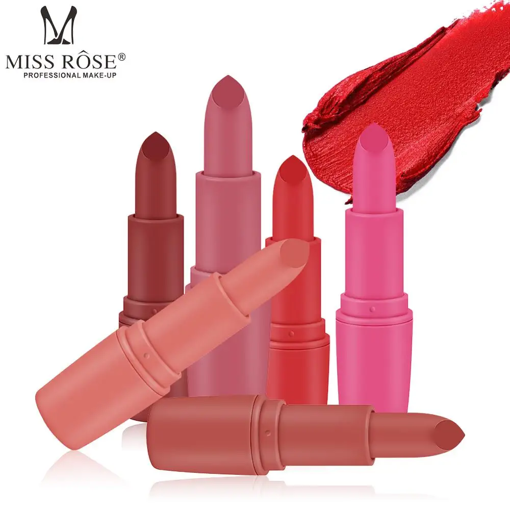 

MISS ROSE Lipstick Matte Waterproof Velvet Lip Stick 25 Colors Sexy Red Brown Pigments Makeup Matte Lipsticks Beauty Lips