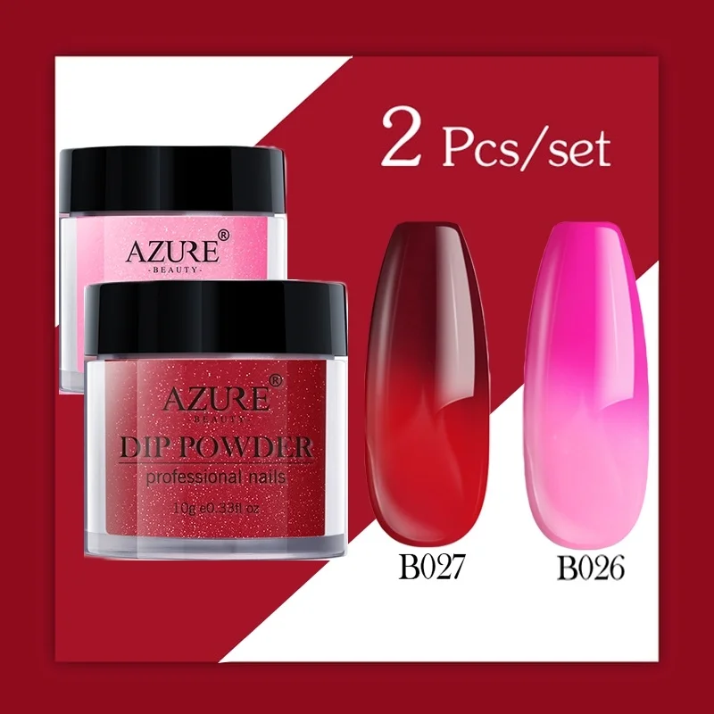 2PCS SET 08 Azure beauty термо Хамелеон погружение пудра Хамелеон дизайн ногтей Dip порошок для ногтей набор натуральный сухой порошок для ногтей - Цвет: 2PCS SET 08