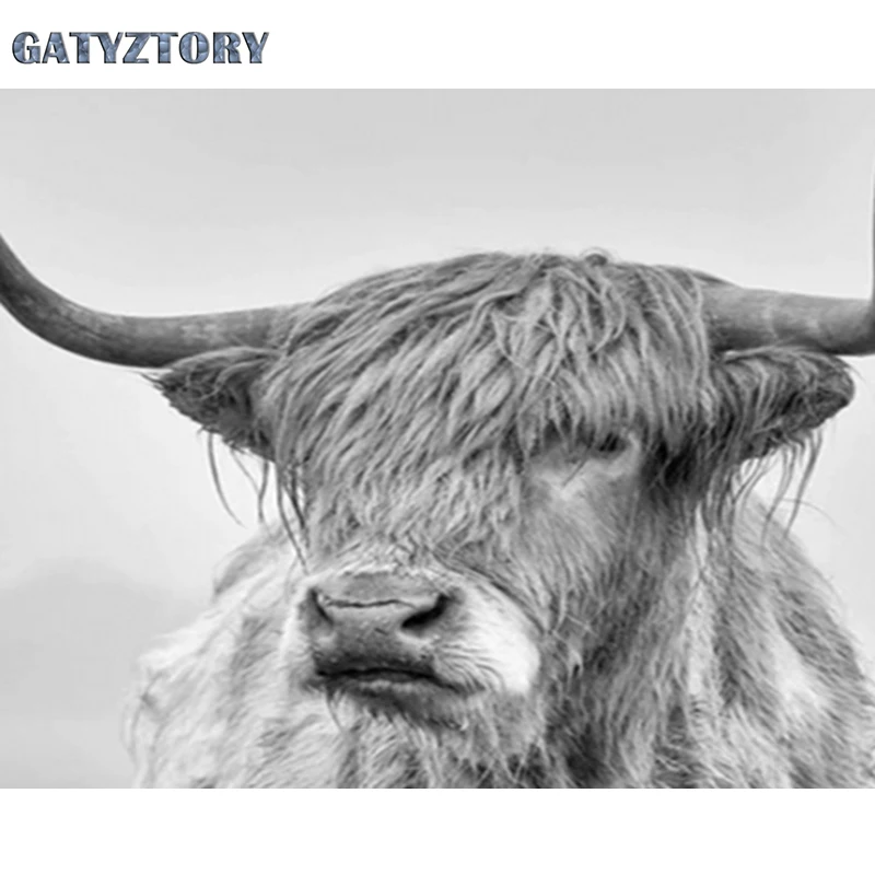 GATYZTORY Painitng по номерам корова DIY бескаркасная акриловая краска цифровая Картина на