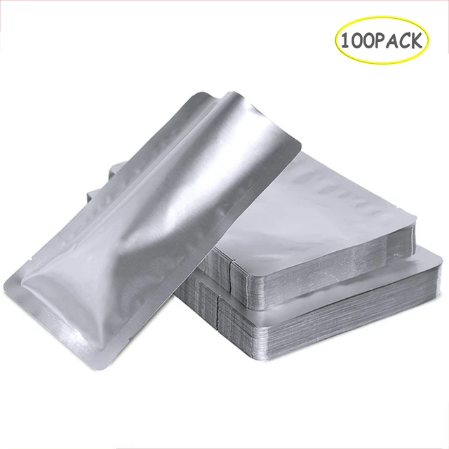 100pcs Silver Vacuum Sealer Aluminum Foil Mylar Heat Seal Bags Storage  Pouches For Home Kitchen Tools