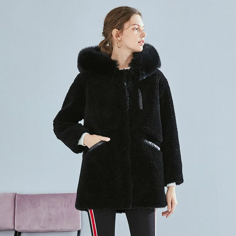 

Real Fur Female Winter Hooded Women Clothes 2020 Korean Thick Warm Black Long Coat Ladies Jacket Hiver F33615