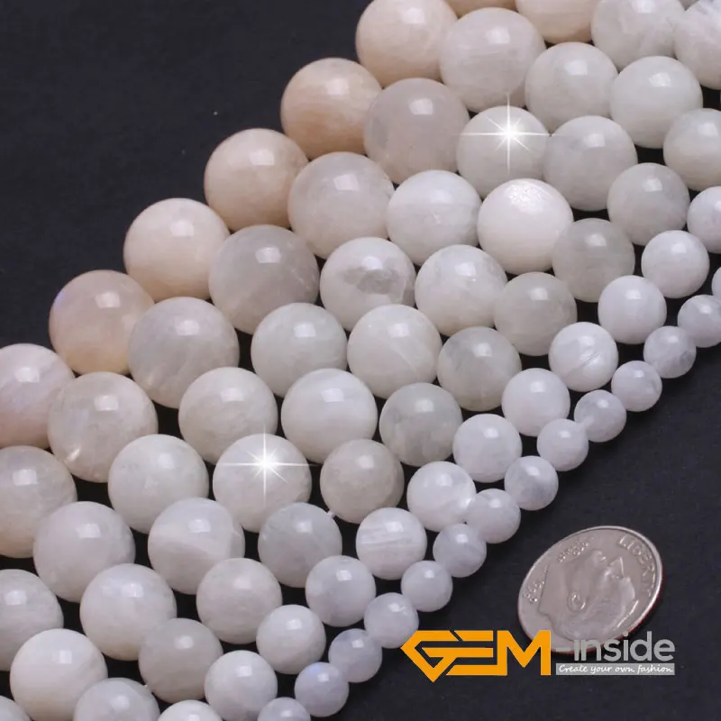 15.5" LARGE SHINY HIGH QUALITY Moonstone Natural Round 28 Beads 14mm K3206 