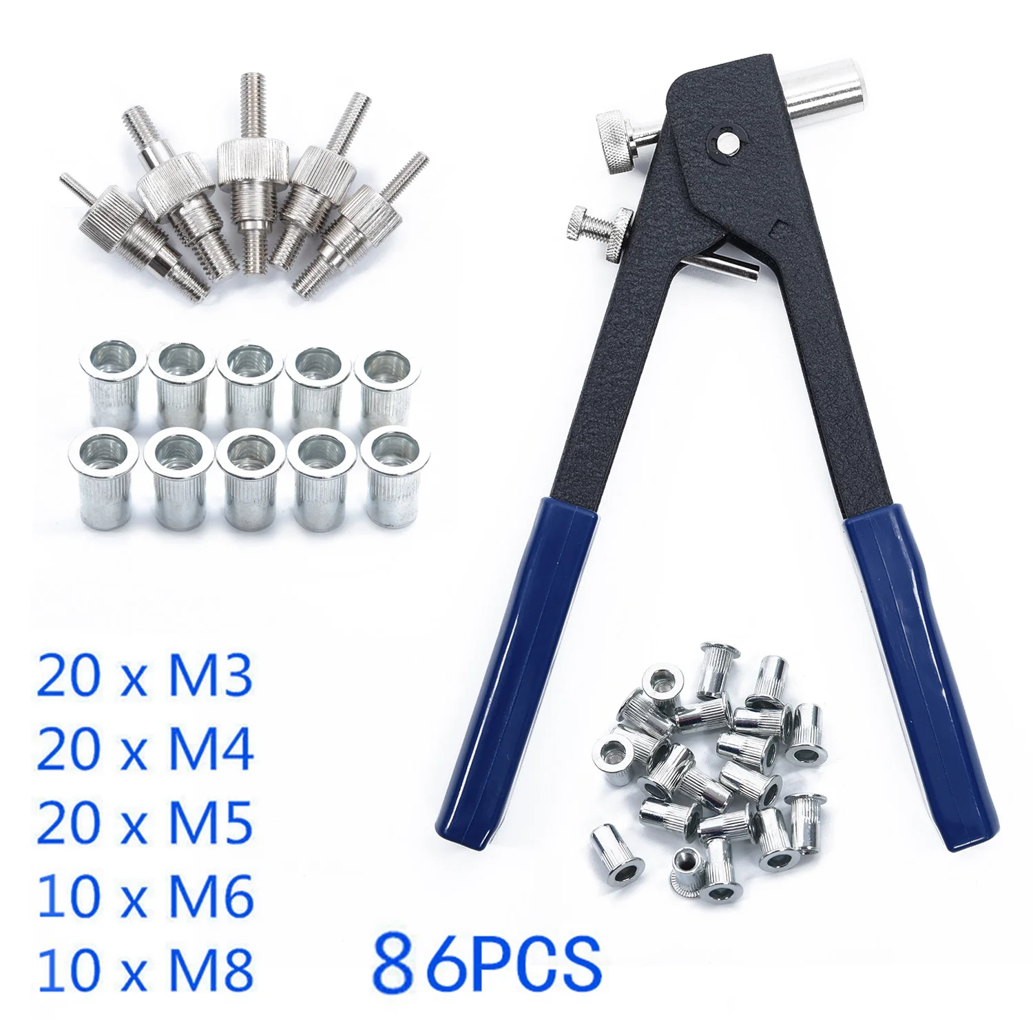 

86x Threaded Nut Rivet M3-M8 Insert Wrench Repair Furniture Tool For Workshop