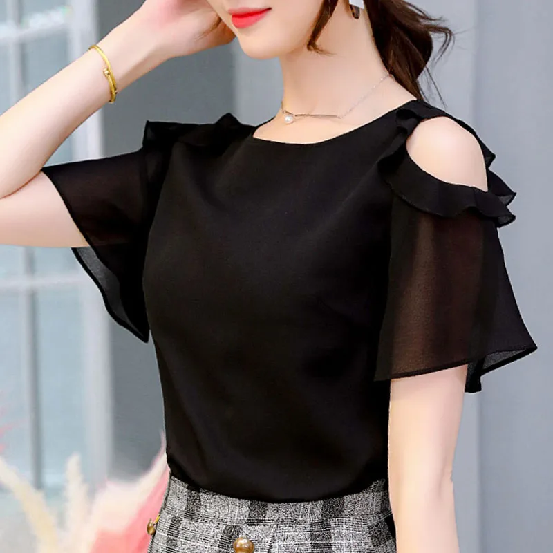 black top with ruffles