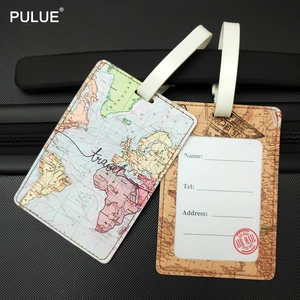 High Quality PU Leather Map Luggage Tag Women Men Travel Accessories Suitcase ID Address Card Holder Baggage Label Portable Tags