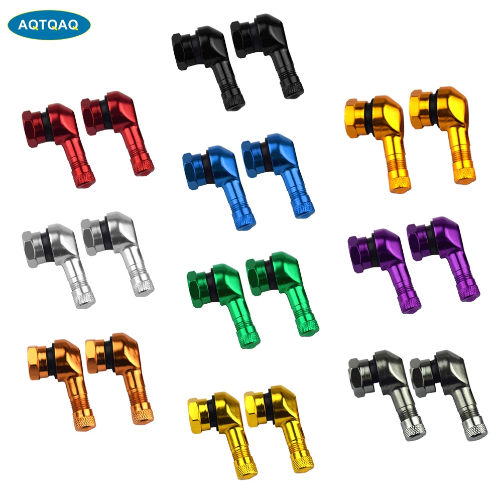 

2Pcs/Set Motorcycle Valve Stems Rim 90 Degree Angle Aluminum Alloy Valve Wheel Tire Tubeless Valve Caps For Rim Wheel Parts