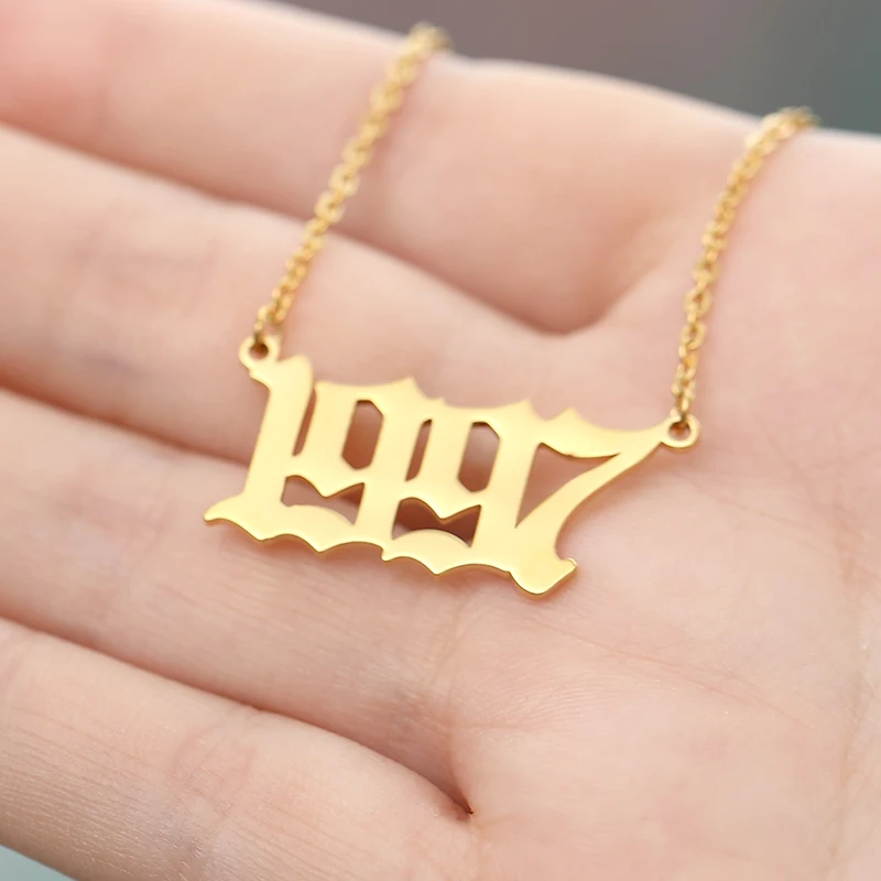 Stainless Steel Birth Year Necklace For 