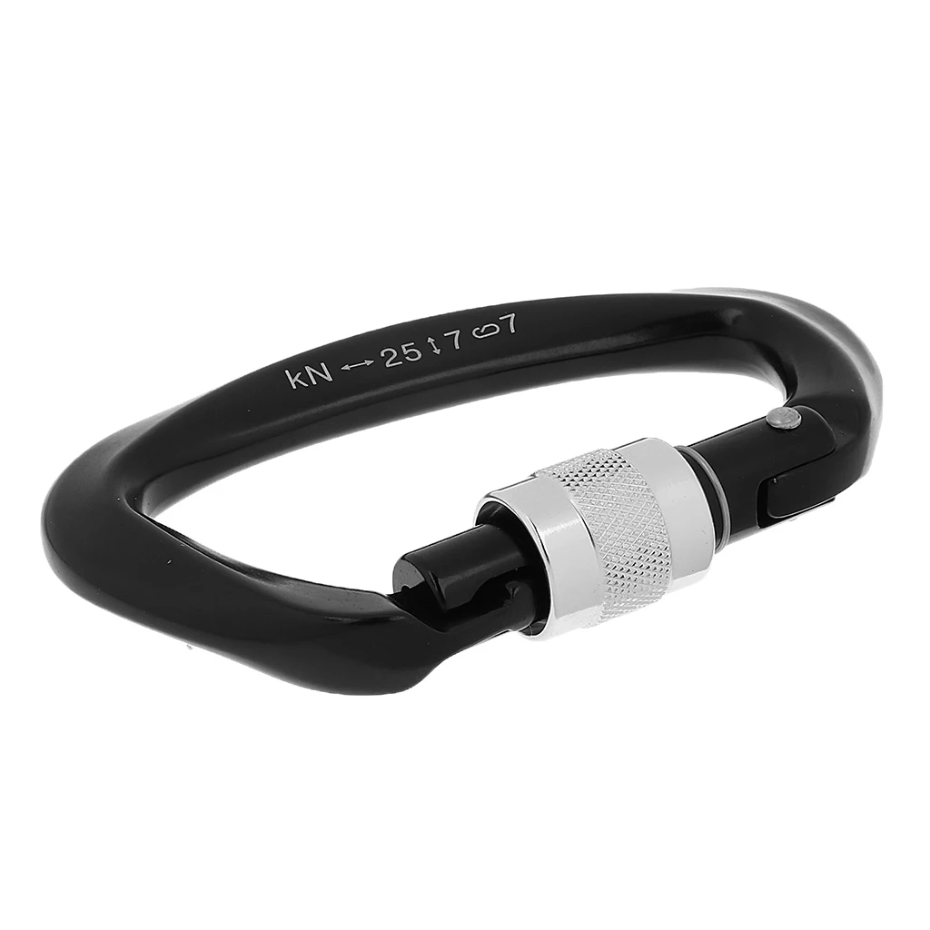 25KN D Ring Screw Locking Rock Climbing Carabiner Gear - 17mm Gate Opening