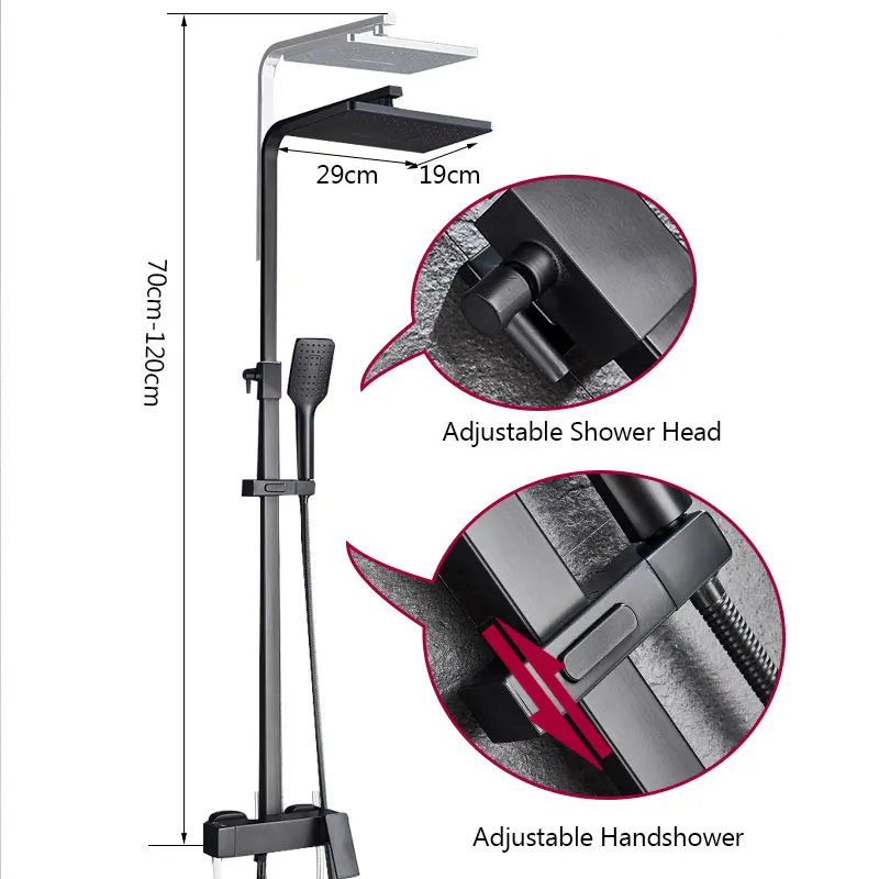 ULGKSD черные наборы кранов для душа, настенная Душевая система, набор для душа, душ с дождевой насадкой, латунный смеситель, клапан, ручной душ