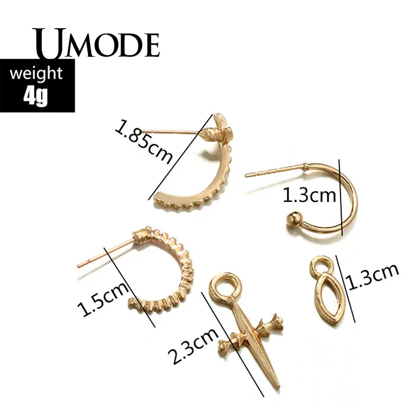 UMODE маленькие золотые серьги-кольца с крестиком для женщин, аксессуары для девушек, золотые кольца, каффы для ушей, клипсы, серьги, модное ювелирное изделие PE1509