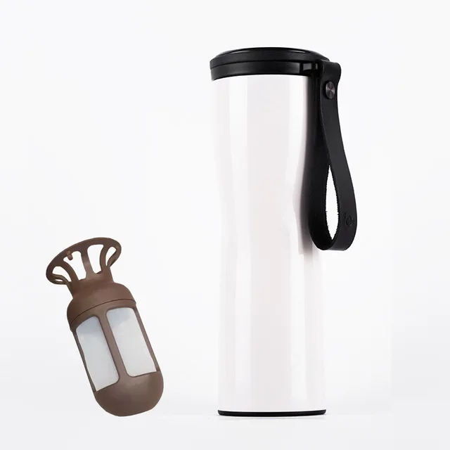 Горячее предложение,, Xiaomi MOKA KKF, kisskisssfish, кофейная чашка, вакуумный термос, портативный, 304, нержавеющая сталь, OLED, сенсорный экран, бутылка для воды - Цвет: Белый
